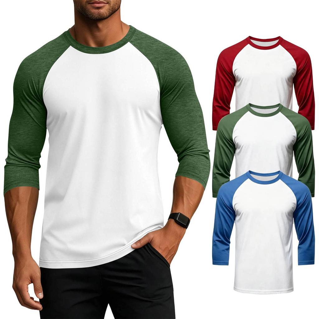 Men's Raglan Sleeve Athletic Shirt Three Pack 3/4 Sleeve Lightweight Breathable Sports Tops for Gym Running Training Casual Wear