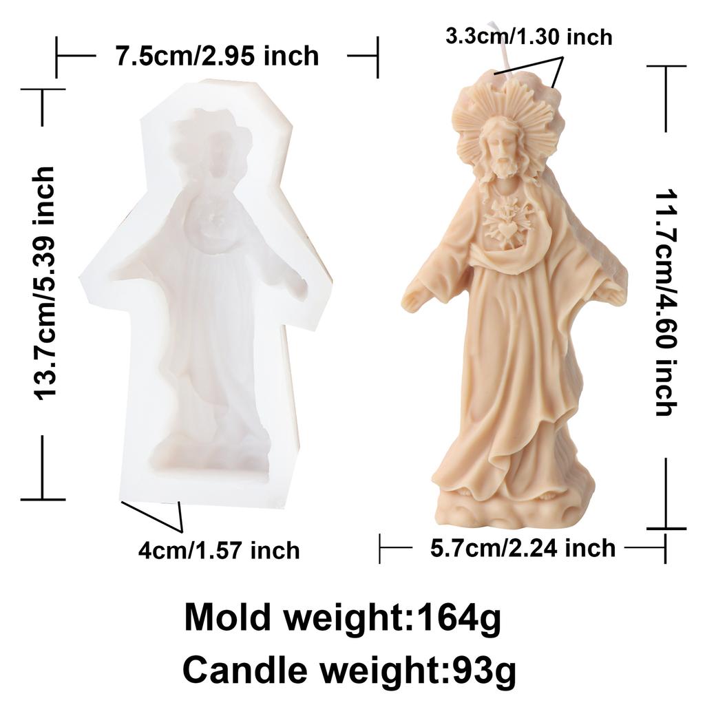 3D Jesus Madonna Family Relief Candle Silicone Mold DIY Religious Statue Gypsum Aromatherapy Molds Cross Soap Resin Making Tool