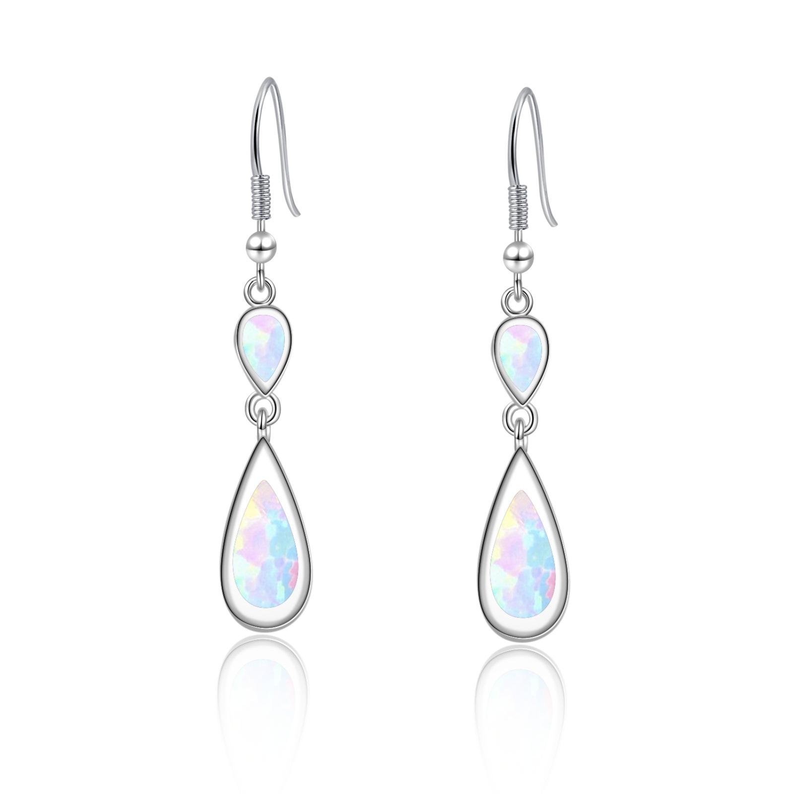 Серьги-капли из австралийского опала в европейском стиле белый