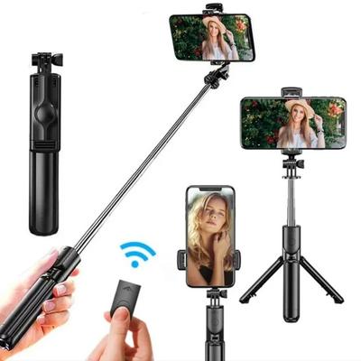 Palo Selfie Trípode Inalámbrico con Control Remoto Bluetooth Trípode Extensible para iPhone Teléfono Móvil Tiktok Transmisión en Vivo
