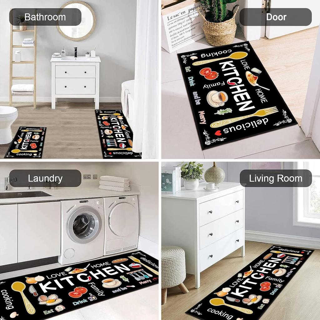 VIKAMA 2pcs Farmhouse Kitchen Carpet, Indoor Laundry Room Runner, Living Room Bedroom Entry Floor Mat, Home Decoration
