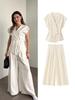Spring/Summer Women's European Sleeveless Double-Breasted Vest & Pleated Pants Set