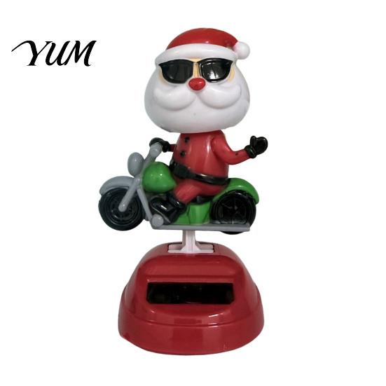 Miniature Holiday Desktop Ornaments Solar Powered Dancing Car Ornament, Creative Dashboard Christmas Cartoon Figure for Swing Figures Cars Auto