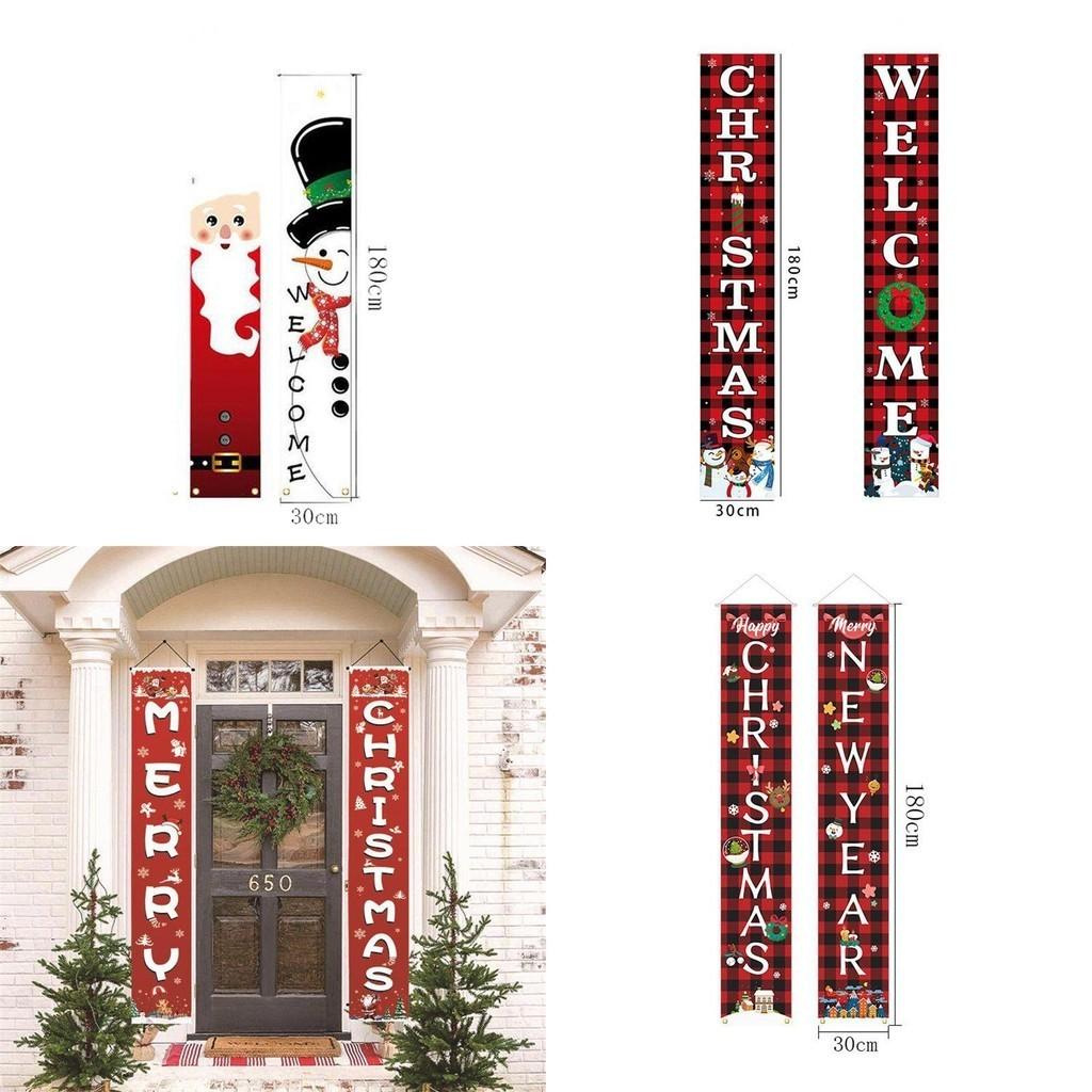 Vibrant Christmas Door Hanging Sign Banner Flag Xmas Party Decor