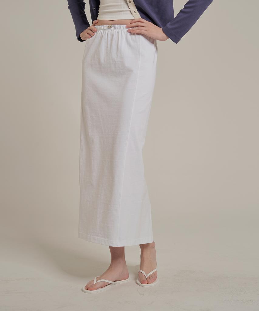Iteoneolmomeonteu Solid Washed Long Skirt _ White