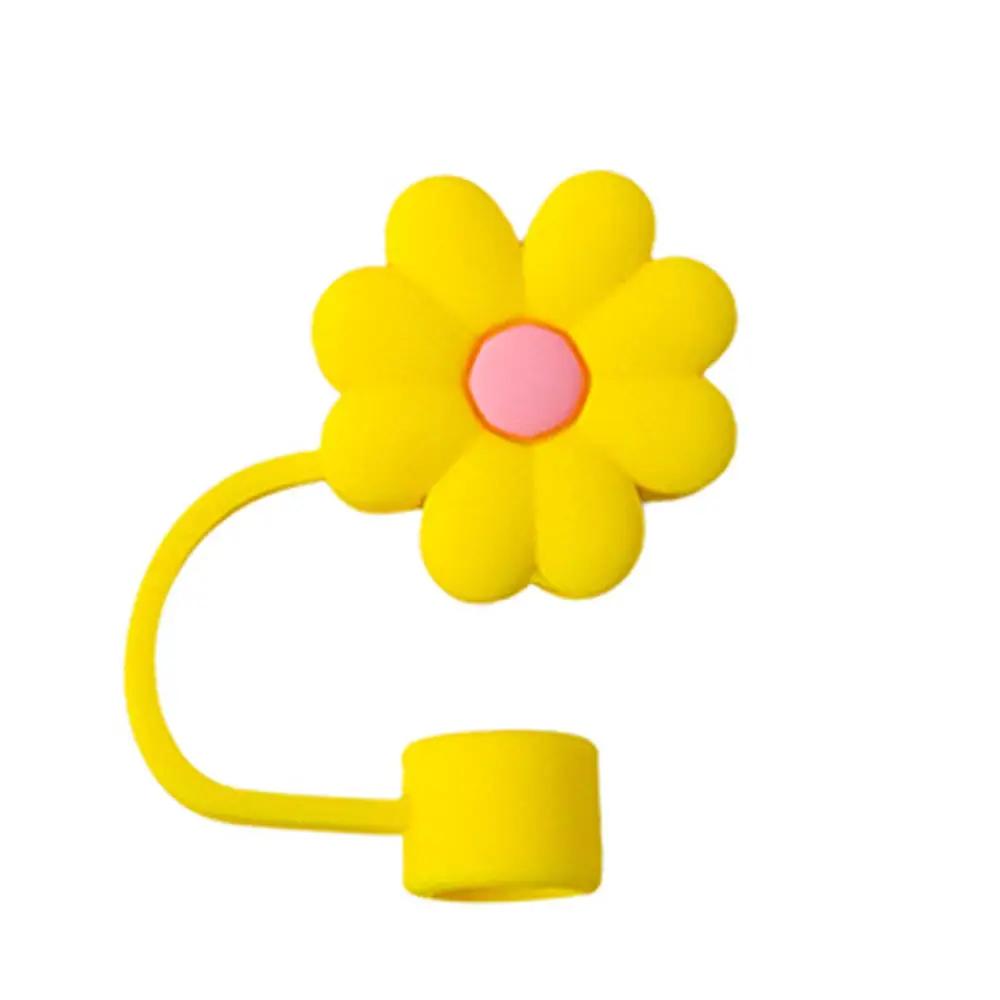 Tapa para Pajita con Forma de Flor de 10 mm/0,4 pulgadas Compatible con Vaso Stanley de 30 y 40 Oz Tapa de Pajita de Flor de Silicona Suave