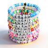 Trendy Teen DIY Friendship Bracelet: Colorful Adjustable Polymer Clay with Sweet Letter Charms