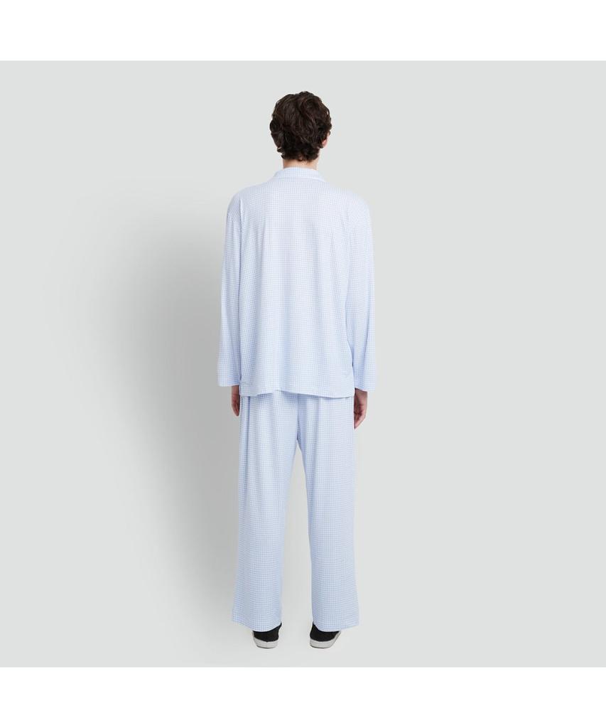 Jaju Men'S Peach Skin Length Pajama Set_Light Blue