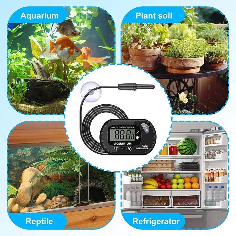 Digital LCD Aquarium Thermometer Waterproof Fish Tank Temperature Sensor with Probe Suction Cup ST-3