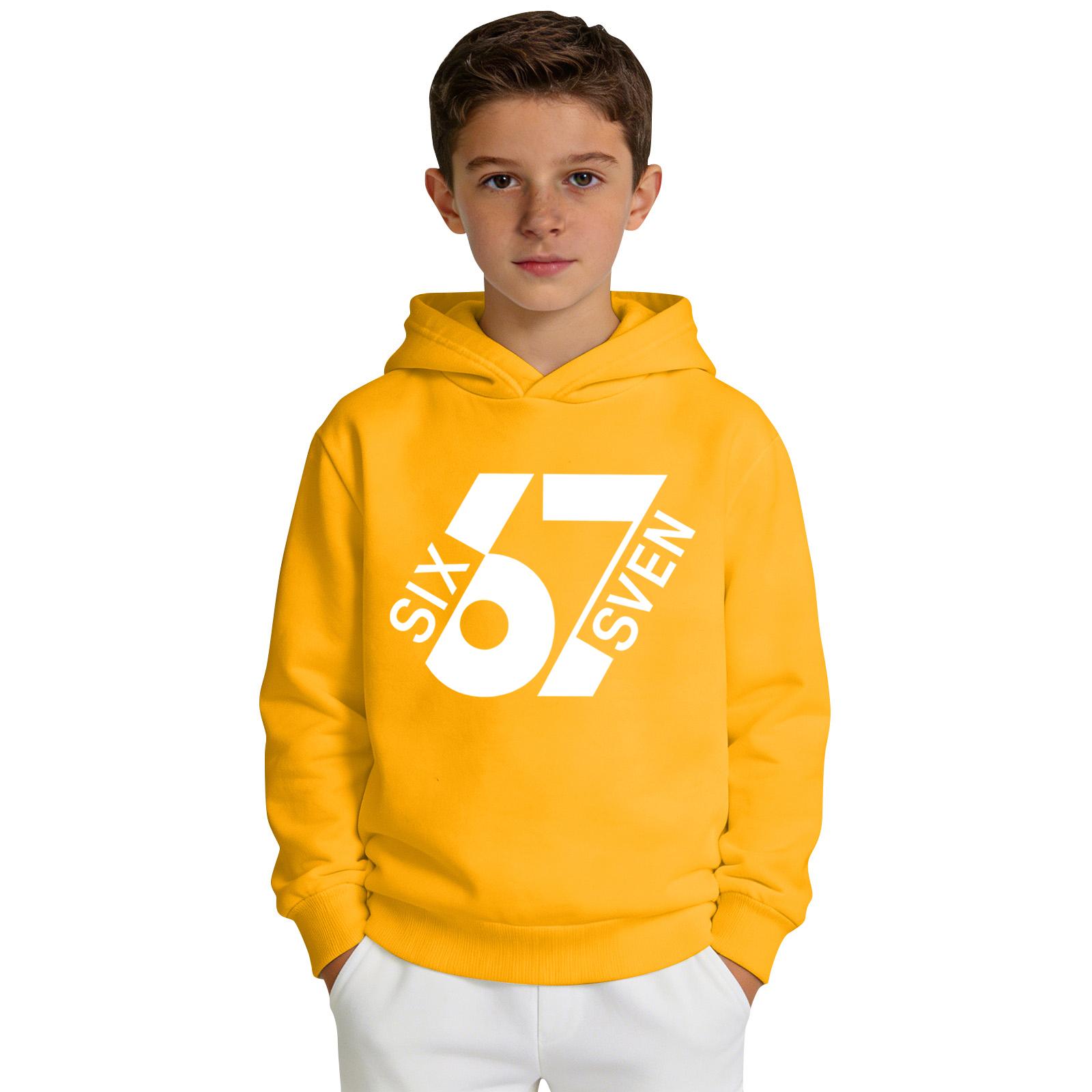 

Boys Printed Hooded Long-Sleeve Sweatshirt Casual Sports Comfort Sweatshirt 160 жовтий