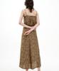 Bikwaieos Flared Satin Slit Skirt Leopard_Brown Black
