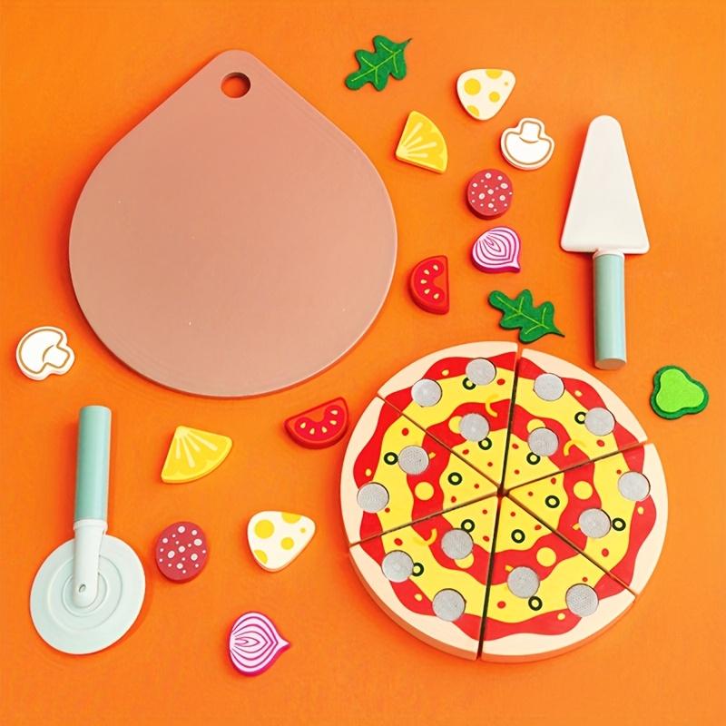 Pizza Making Simulation Interactive Learning Game Wooden Pizza Toy Set For Fine Motor Skills Development And Food Cognition