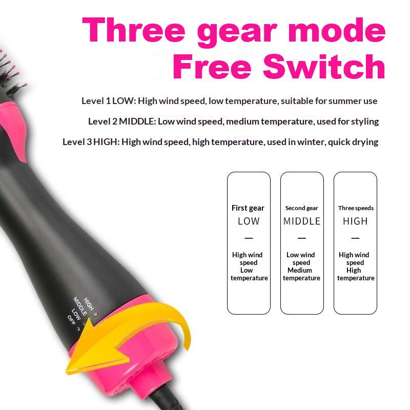 3 In 1 Electric Hair Dryer Brush for Efficient Drying, Multi-function Hot Air Negative Ion Hair Straightener Comb Brush