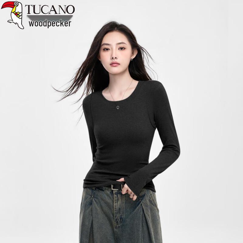 Woodpecker Women s Ribbed Round Neck Long Sleeve Slim Fit T-shirt XL