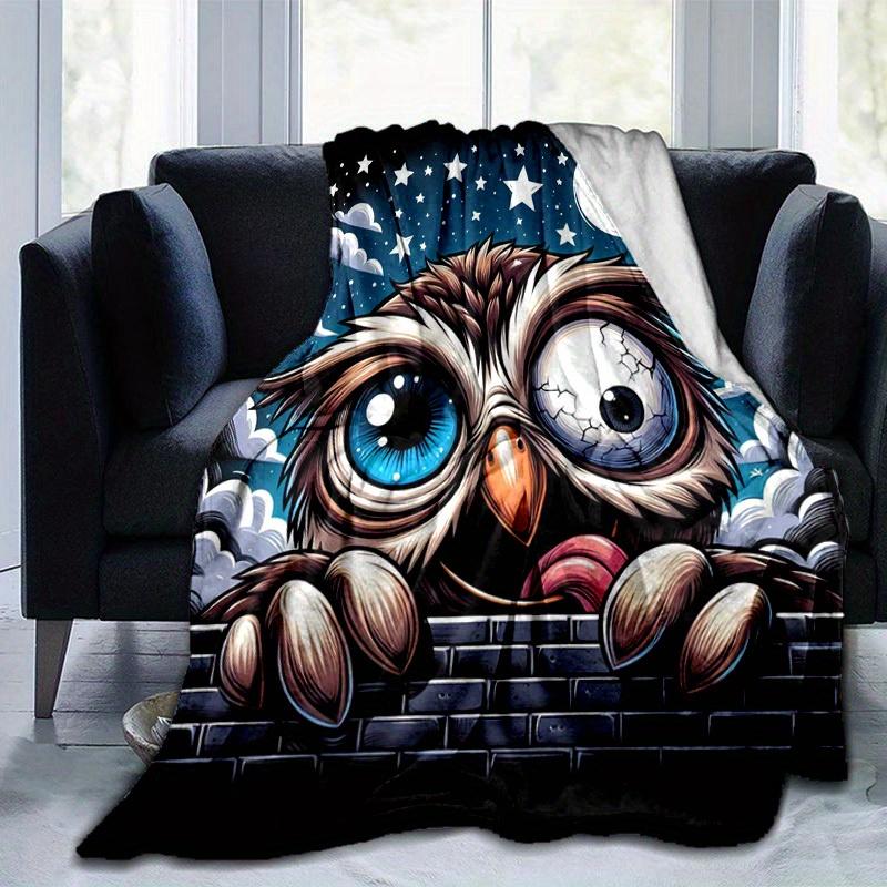 1pc. Cute Owl Night Sky Design Blanket - Perfect for Home Decor, Office Use, Outdoor Activities, Gift Idea, Suitable for All Seasonsz041769