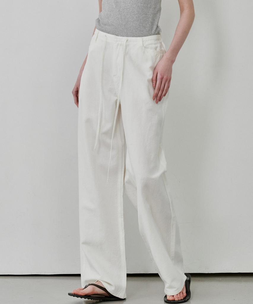 MALOUPE 9160 Linen Wide Pants (White)