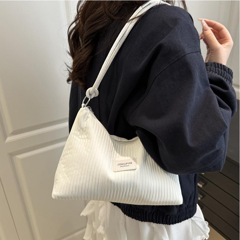 Large Capacity PU Leather Women Shoulder Bag Fashion Lightweight Striped Pattern Stylish Solid Color Crossbody Bag KTB