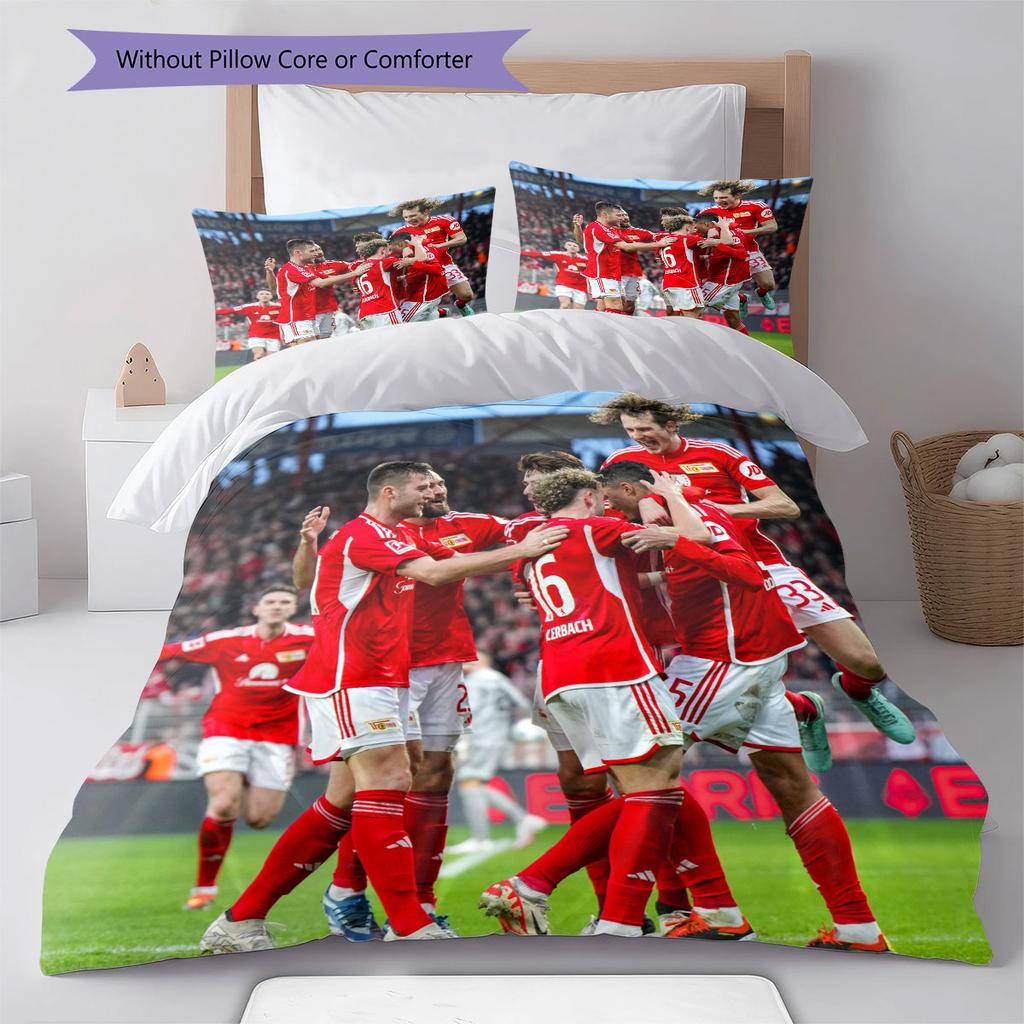 Union Berlin Players Pattern Bedding Home Decoration Birthday Gift ( 1 Duvet Cover + 2 Pillowcase, Without Core),fan Merchandise.