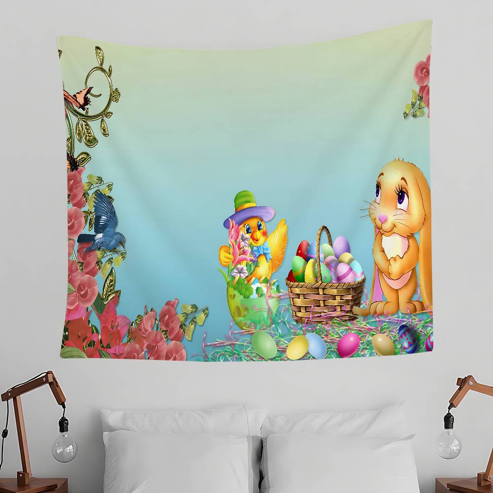 Easter Bunny Tapestry Wall Hanging Tapestry Art Deco Blanket Curtain Hanging At Home Bedroom Living Room Decor