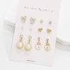 Women's Heart Ribbon Pearl Silver Earrings Set