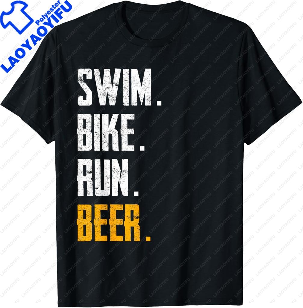 Funny Swim Bike Run Triathlon Design Men Women Triathletes T-Shirt Print On Demand Casual Short Sleeve Tee Camiseta