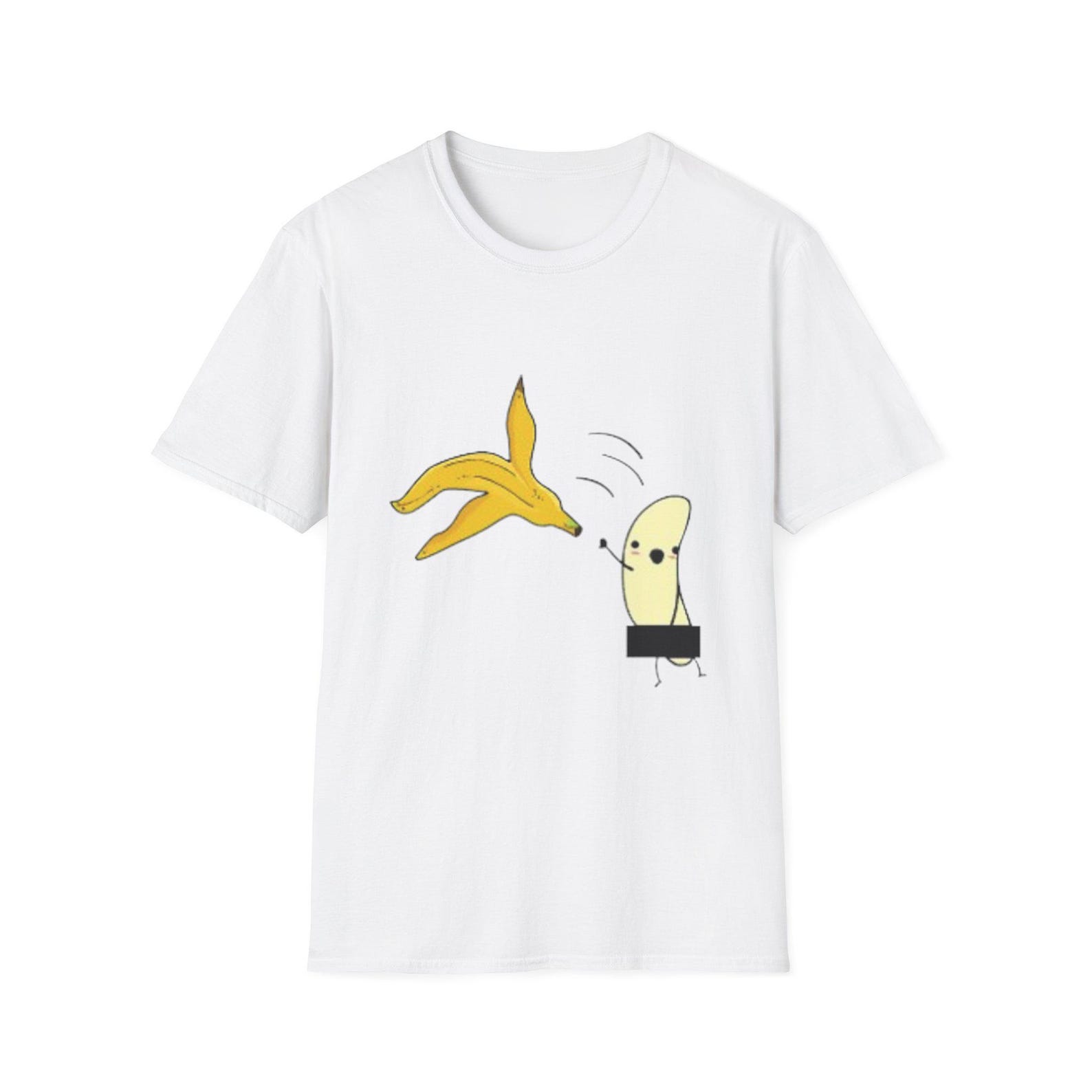 Banana Peel Slip Cartoon T-Shirt | Funny Kawaii Banana Skateboard Design S