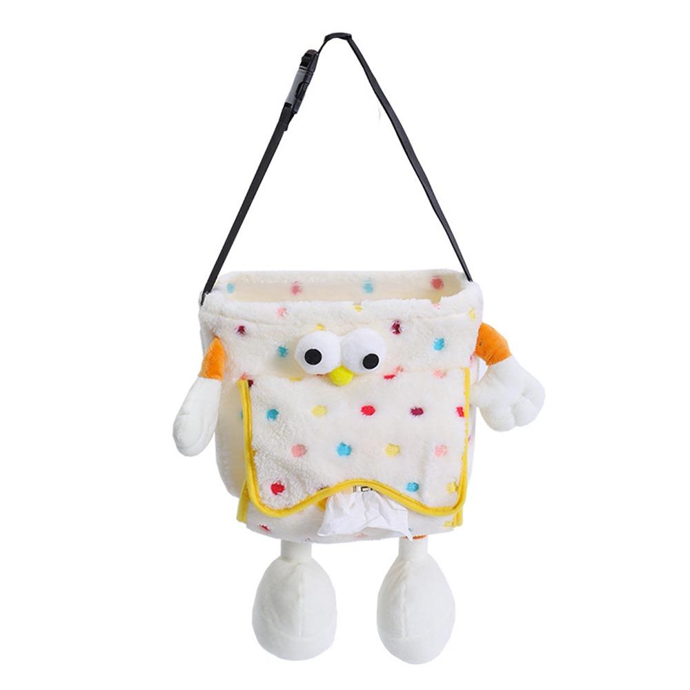2-in-1 Vehicle Trash Bin Plush Auto Seat Back Storage Bag Car Mounted Tissue Box  Women