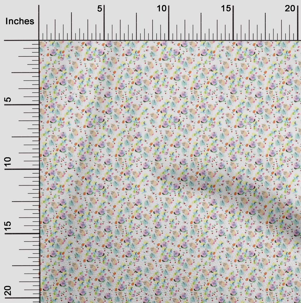 oneOone Cotton Flex Fabric Brush Stroke & Fruits Print Fabric By Yard 40 Inch