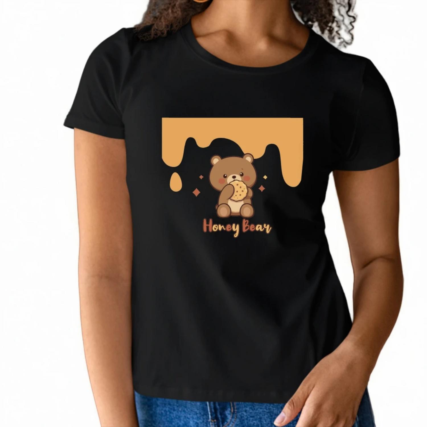 

Women s T-Shirt Short Sleeve Round Neck Honey Bear Graphic Tee Trendy Summer 2023 Fast Shipping XXXXXL чорний
