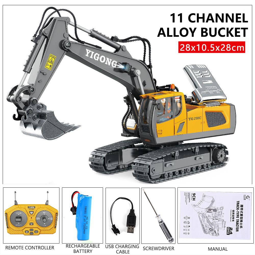Escavatore Dumper RC Auto Telecomandata 2.4G Veicolo da Cantiere Camion Cingolato Bulldozer Giocattoli per Bambini Ragazzi Regali di Natale
