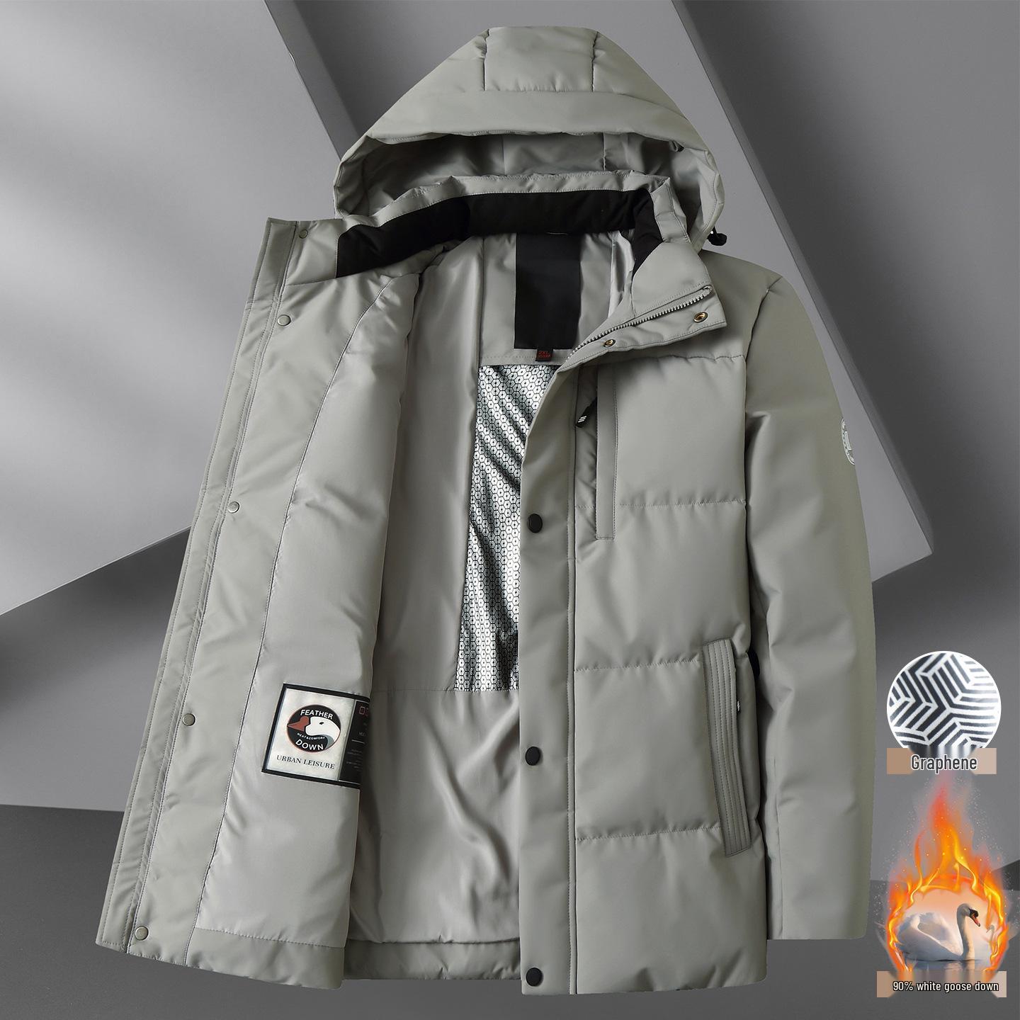 

Fat Brother 2025 Men s Thick Winter Goose Down Jacket - Warm, Plus Size, Cold Protection L сірий/хакі