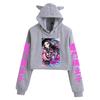 Demon Slayer Kimetsu no Yaiba Women's Cat Ear Crop Top Hoodie