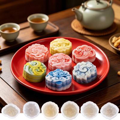 Auspicious Cloud Mooncake Silicone Mold for Peach Mountain Mooncake Mung Bean Cake Chinese Dessert Mold Japanese Wagashi Chocolate Baking Tool