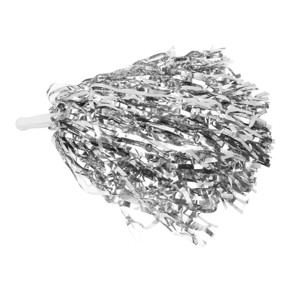 20PCS Handle Cheering Hand Flowers PET Sports Team Pom Poms Cheer Squad Flowers For Basketball Club серебряный