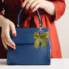 Elegant Ribbon Bows Keychain With Imitation Pearls Detail For Handbag Purse Decoration Practical Alloy Keyring Accessory