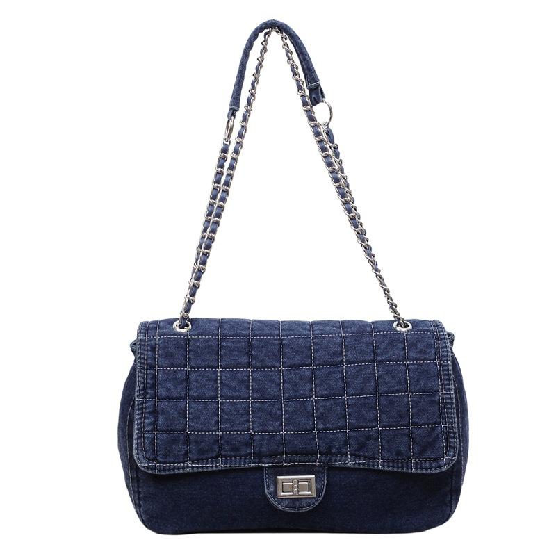 Vintage Denim Umhängetasche Damen Große Kapazität Kette Crossbody-Tasche