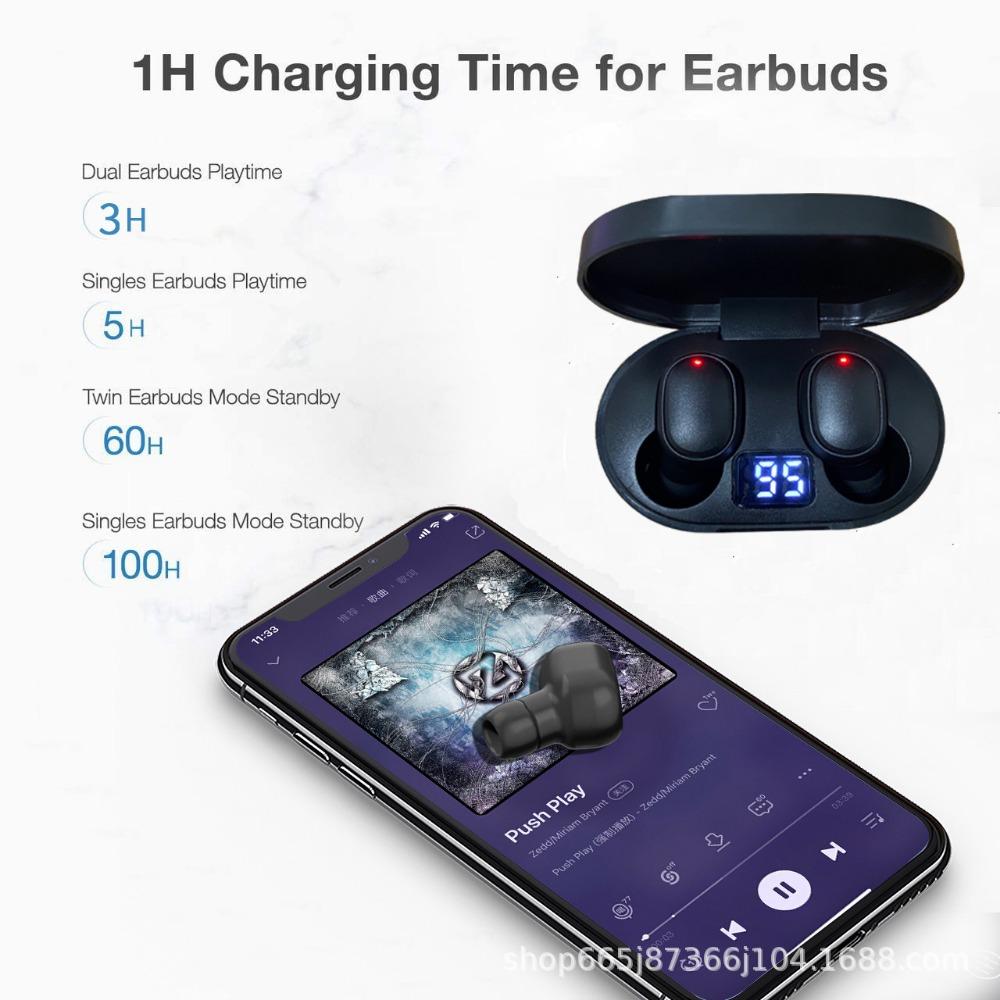 E6S Bluetooth Headset Digital Display Bluetooth Headset Mini Sports Earbuds