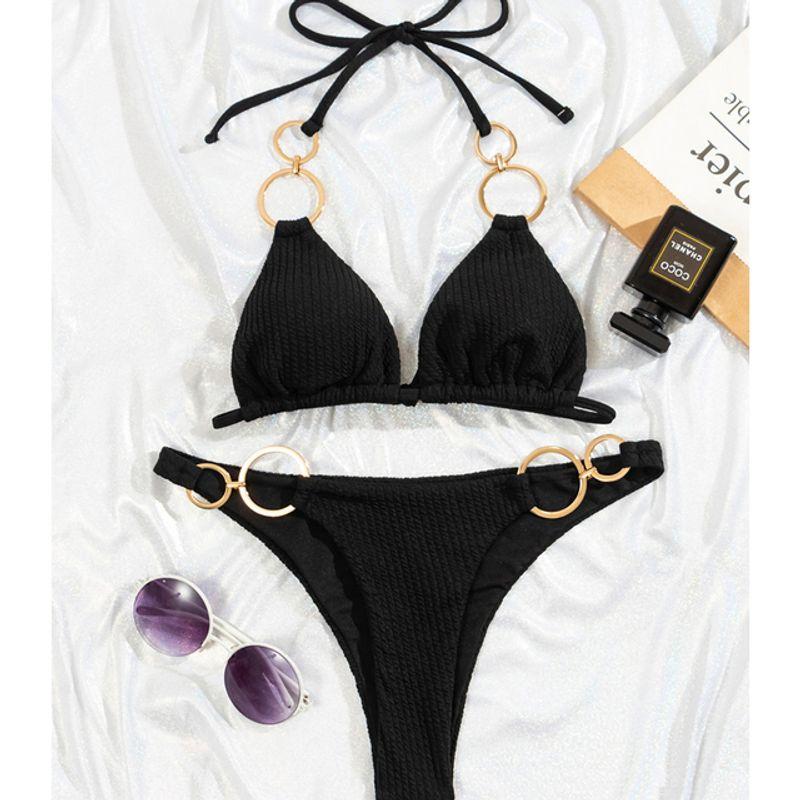 Solid Color Slim Body Pit Strip Swimsuit Pure Color Silm Sunken Stripe Swimsuit