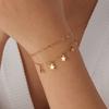 DIEYURO 316L Stainless Steel Golden Star Multi Pendant Sparkling Double layer Bracelet Women Trend Fashion Hand Chain Jewelry