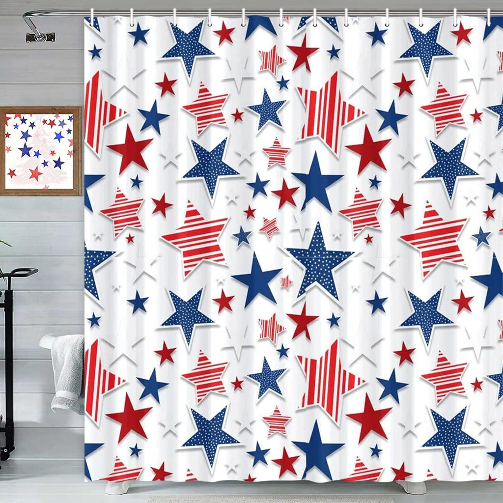 Independence Day Shower Curtain Patriotic Collection The Fourth Of July Shower Curtain National Day Party Decoration