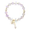 Natural Amethyst Burst Flower Bracelet - Korean Mori Style with Flower Pendant