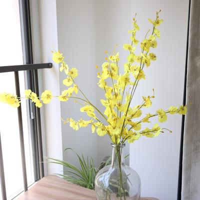 Faux Silk Oncidium Orchid Realistic Fake Dancing-Doll Orchids with Bendable Stems Maintenance-Free Artificial Flowers for Vase Home Party Wedding