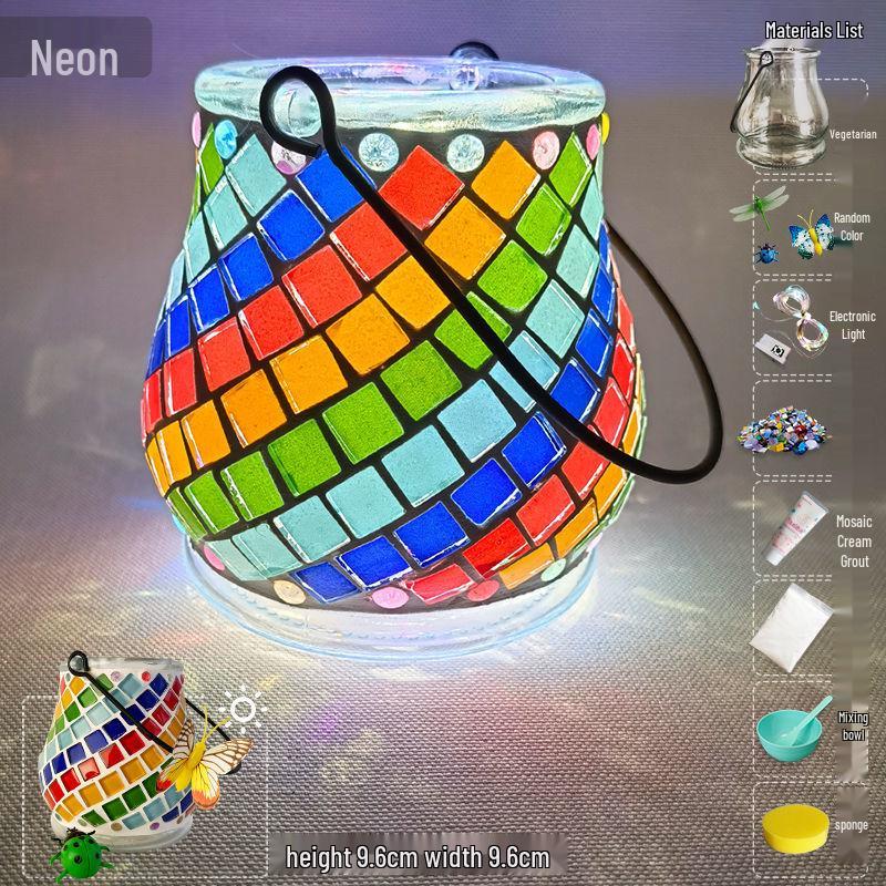 Glass Mosaic Candle Holder DIY Kit: Handmade Parent-Child Educational Toy for Children's Day