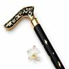 Floral Gold Line Walking Stick, Handmade Wooden Spiral Cane, Artisan Walking Cane with Rubber Tip,  Gentleman’s Walking Stick Gift