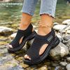Women Plus Size Slip On Knit Open Toe Casual Sandals Lightweight Breathable Summer Shoes with Flexible Sole for Daily Wear