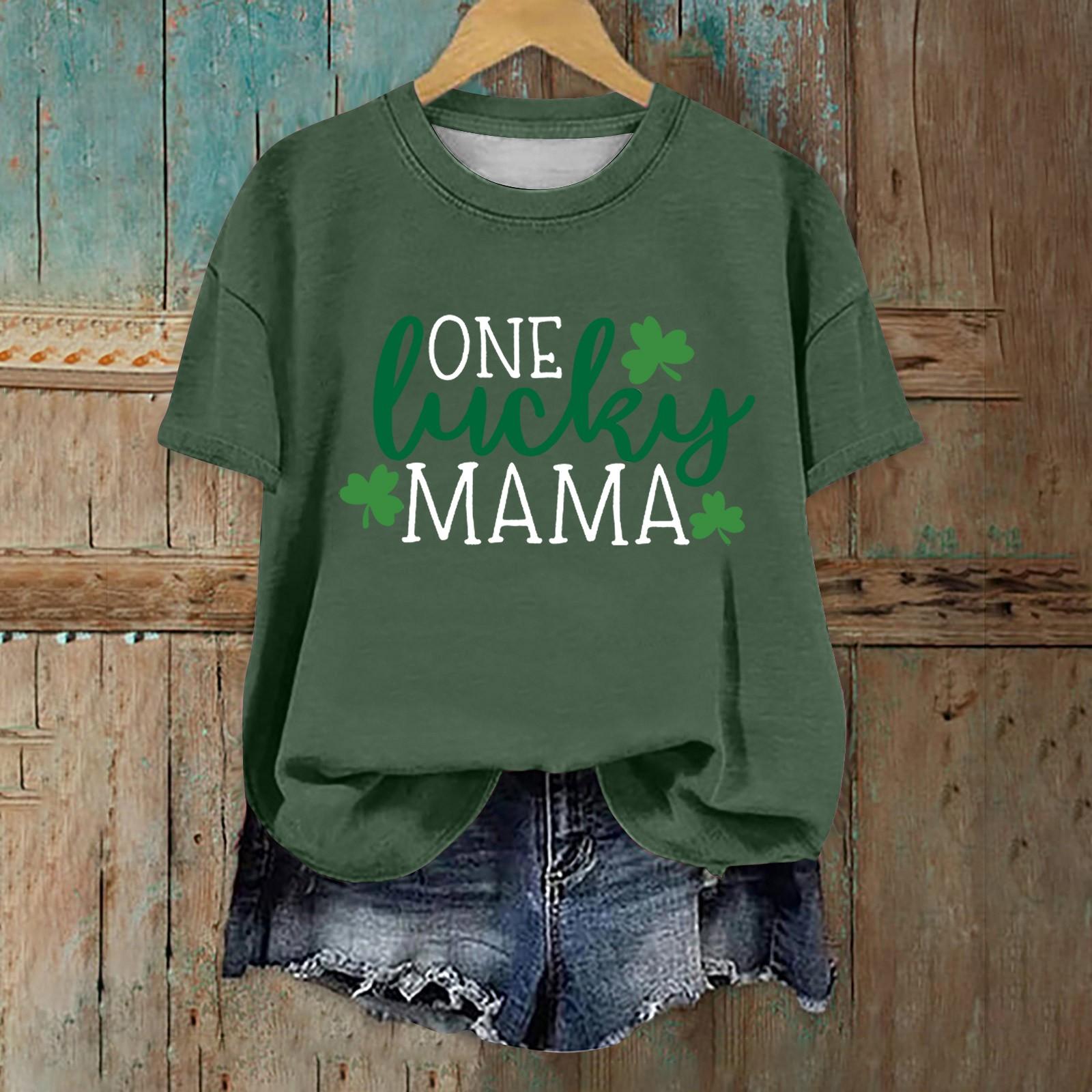 

Жіноча Мода Повсякденний Короткий Светр з Спущеним Плечем. Футболка з круглим вирізом з принтом до Дня Святого Патрика XXXL