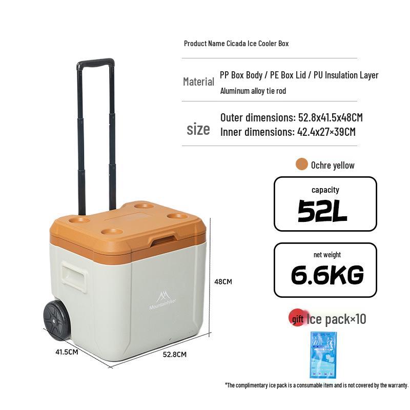 Mountain Guest Portable Insulated Cooler Box for Outdoor Camping, Car, and Trolley Use