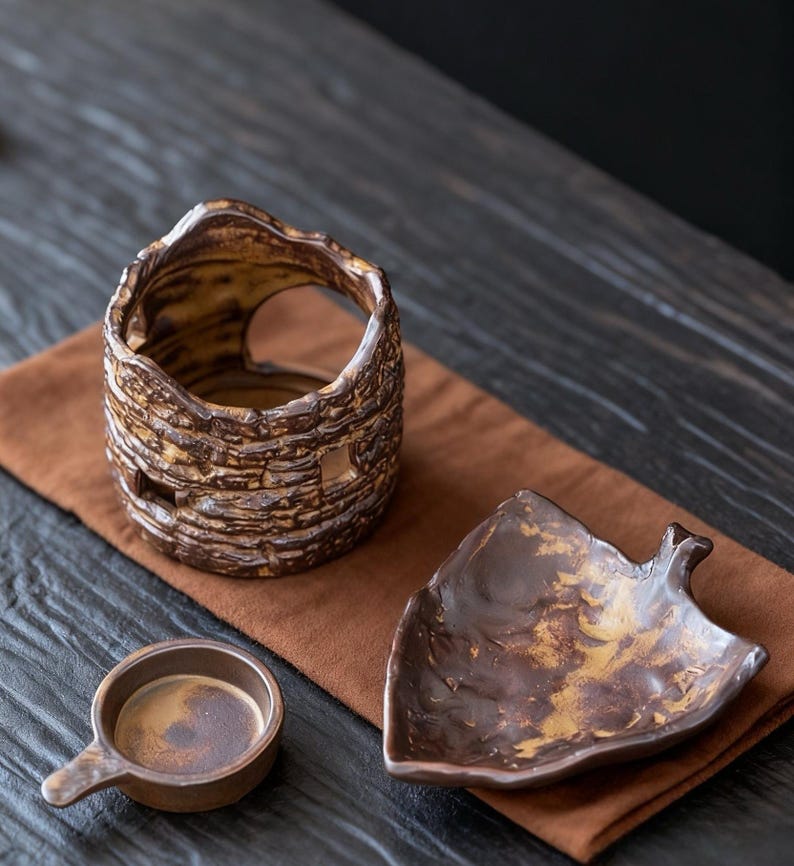 Handmade Rustic Ceramic Burner Aromatherapy Oil Diffuser Tea & Herb Heater