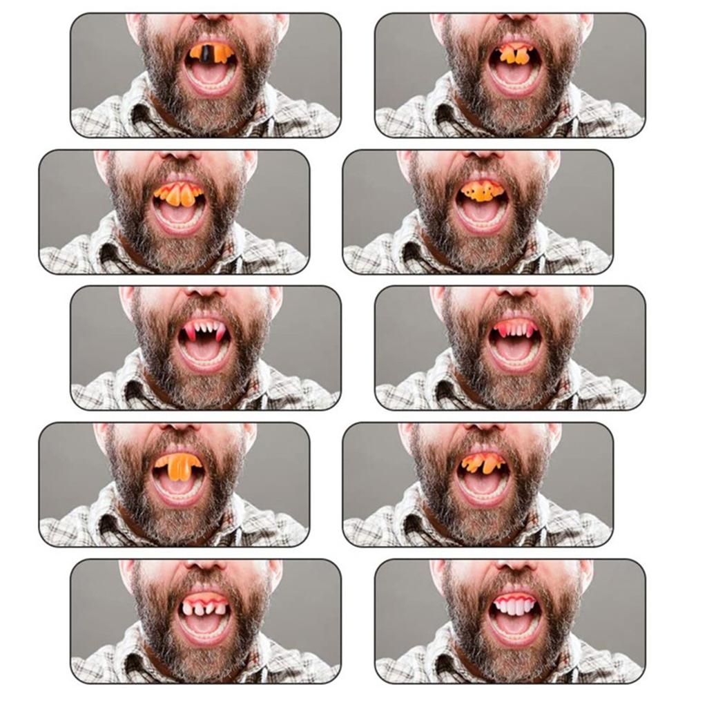 10Pcs Halloween Dentures Funny False Teeth Halloween Cosplay Vampires Toys Tricky Dentures Pet Decorating Supplies