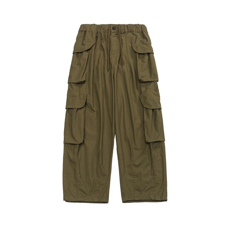 Retro overalls men's and women's spring and autumn trousers new design sense multi-pocket drawstring wide-leg casual trousers